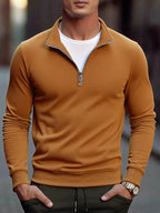 Autumn Men's Quarter Zip Up Sweatshirts Slim Fit Lightweight Outdoor Mock Neck Pullover Sweaters Half Turtleneck Knit Streetwear