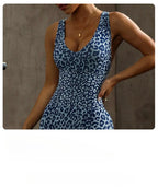 Sexy Leopard Print Sports Jumpsuits for Women V-neck Backless Yoga Bodysuit Female Sleeveless Tight Gym Running Fitness Overalls