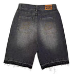Deeptown Y2k Vintage Harajuku Denim Shorts Women Washed Letter Embroidery Tassels American Retro Jeans Man Baggy Hip Hop Jorts