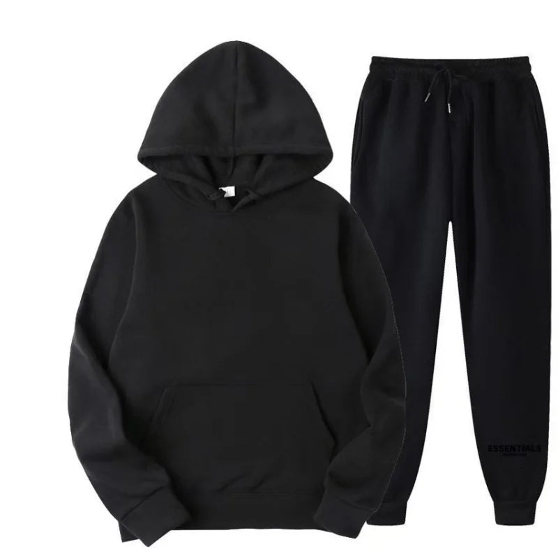 Men's and women's fashionable sports casual hooded sweatshirts and sweatpants, fashionable and simple printed sportswear