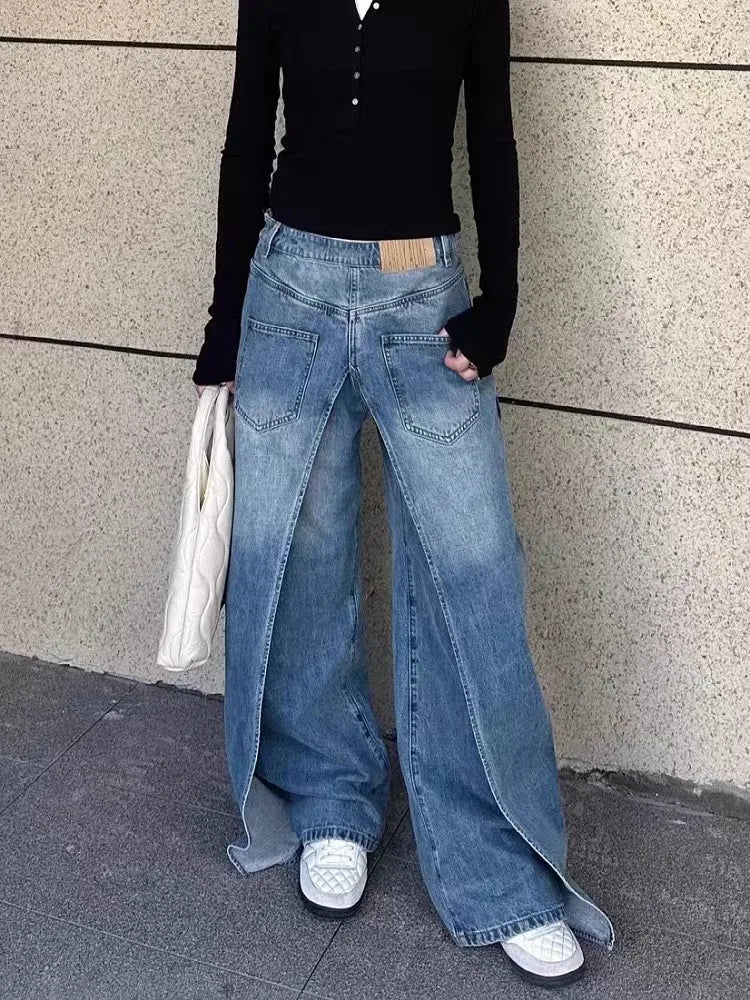 Trashy Y2K Style New Rock Hip Hop Baggy Wide Leg Jeans Pants Women 90S Clothes Vintage Straight Lady Denim Trousers Ropa Mujer