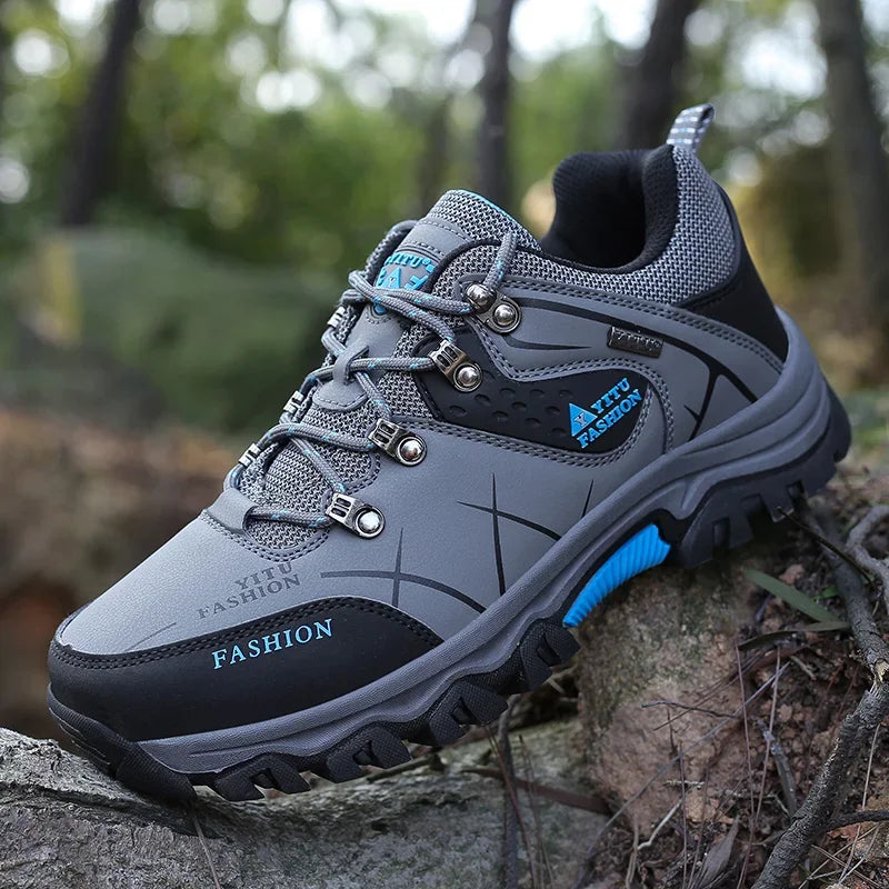 Shoes for Men 2026 New Men Sneakers Leather Waterproof Mountaineering Camping Hiking Shoes Thick Sole Comfortable Running Shoes Main image