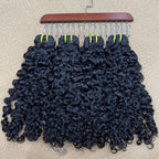 Burmese Curly Human Hair Bundles #1B Natural Color Wavy Raw Virgin Hair Weave Extensions Bouncy Curly 100% Human Hair For Women