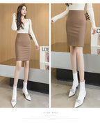 Basic OL Back Split Slim Skirt for Women, Korean Fashion, Bodycon Pencil Office, Elegant Black Knee Length, HighWaist Shirts,