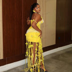 Pink Gorgeous Straight Cocktail Dress With Flowers Tassels Beads Luxury Birthday Dress African Sexy Evening Dresses Customized