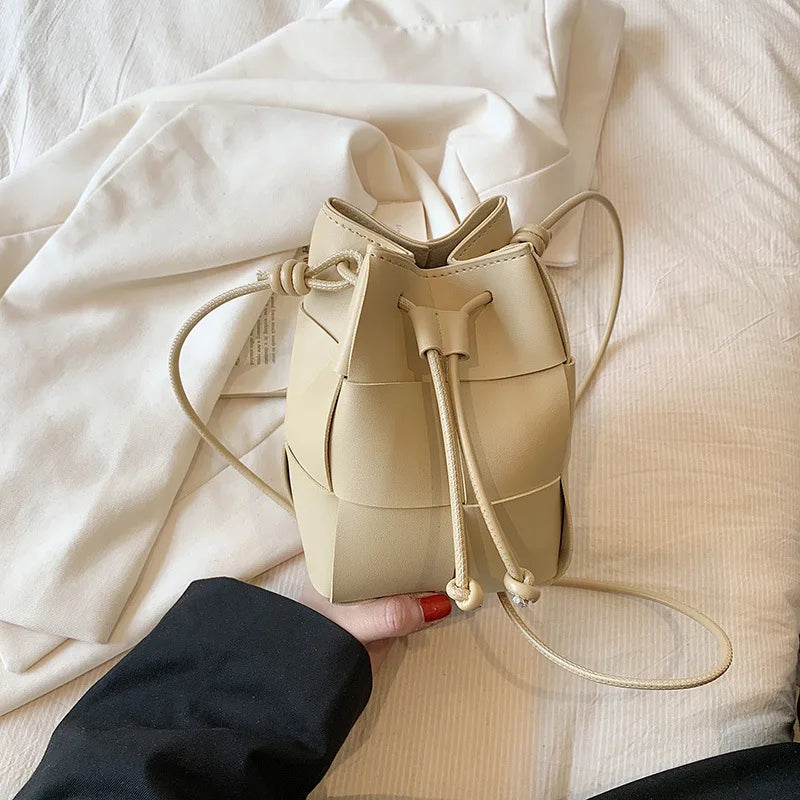 Summer New Fashion Mini Bags Women Design Korean Chic Woven Shoulder Crossbody PU Leather Handbag Hotgirl All-match Money Bag