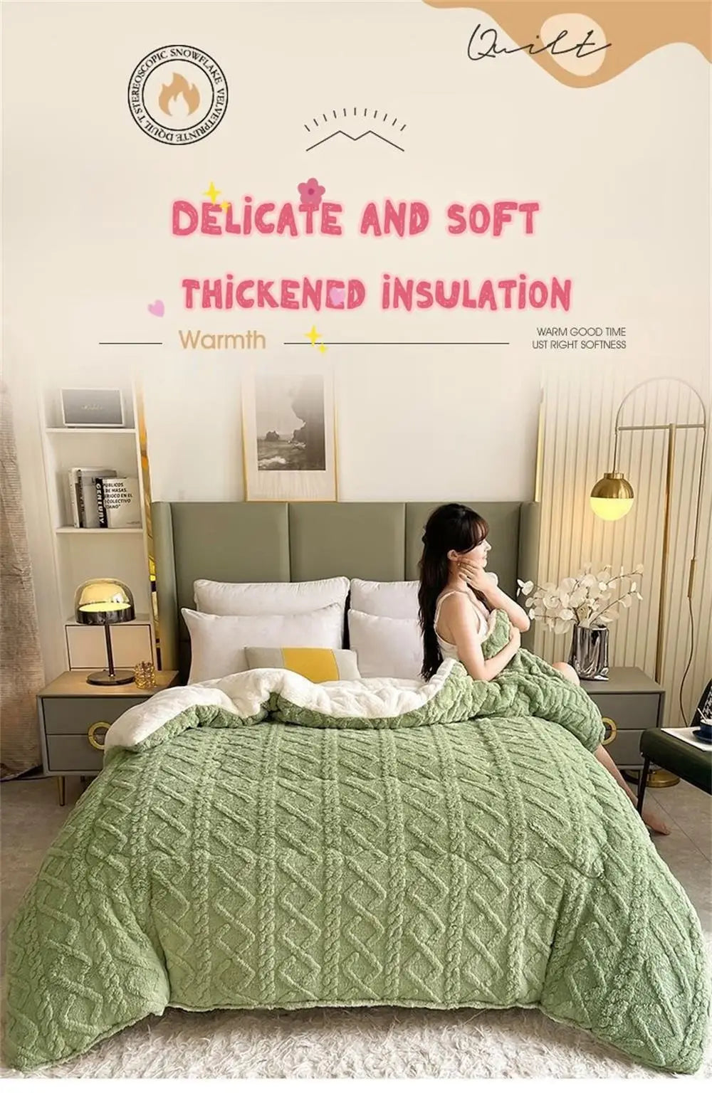 New Super Thick Winter Warm Blanket for Bed Artificial Lamb Cashmere Weighted Blankets Soft Comfortable Warmth Quilt Comforter