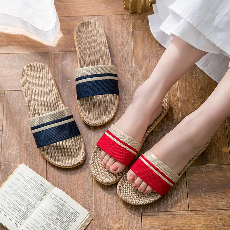 36-45  Flat Sandals Beach Slippers Summer Home Linen Lightweight Eva Non-Slip Slides For Men Women Indoor Outdoor Flip Flops Main image