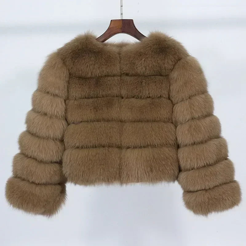 Real Fox Fur Coat Winter Jacket Women O-neck Thick Fashion 2025 & 2026 Natural Fox Fur Raccoon Outerwear Warm Luxury Female Plus Size