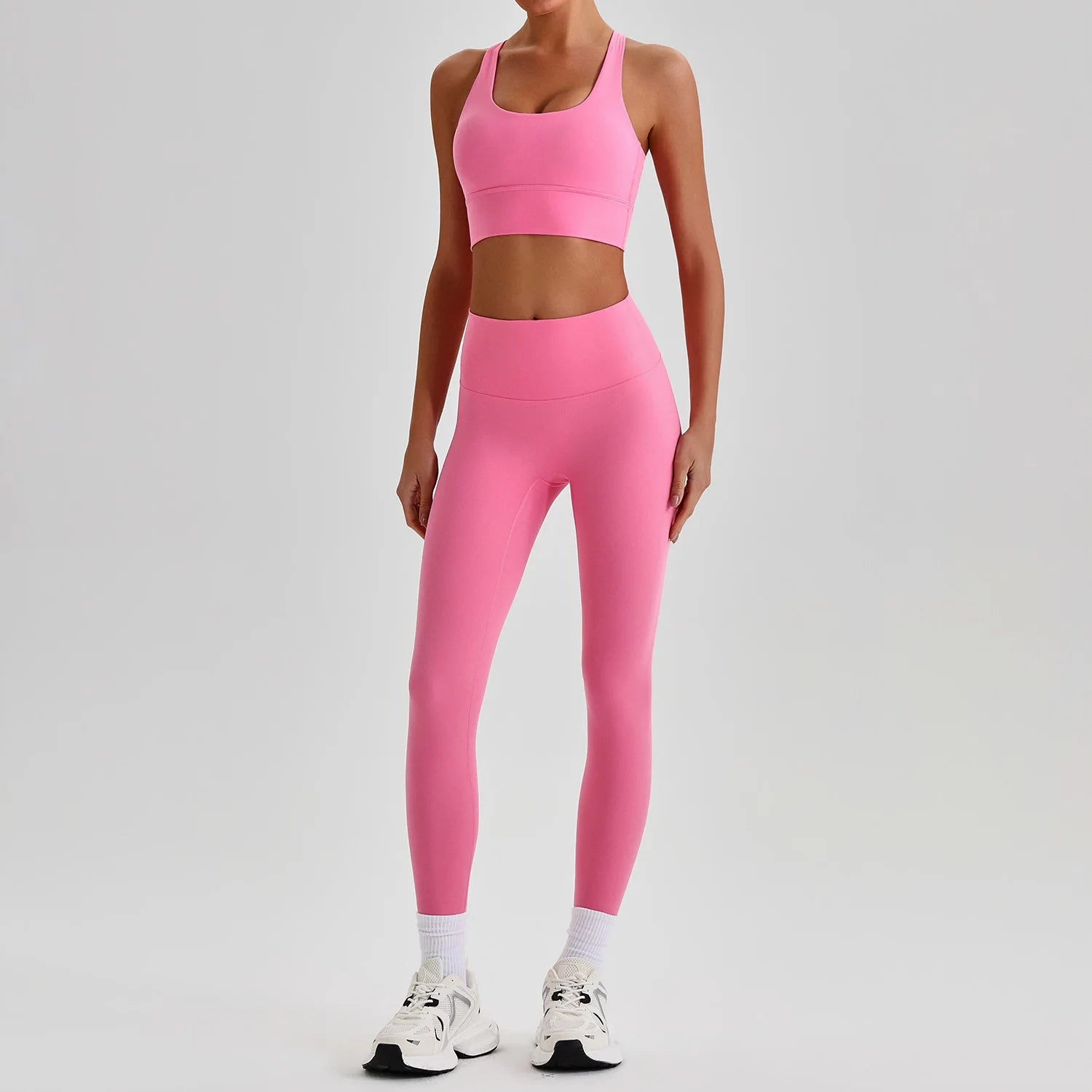Women's Gym Workout Yoga Outfit Sets Naked feel fabric Beautiful Back Bra outdoor Running Fitness Butt-lifting Yoga Pants Suit