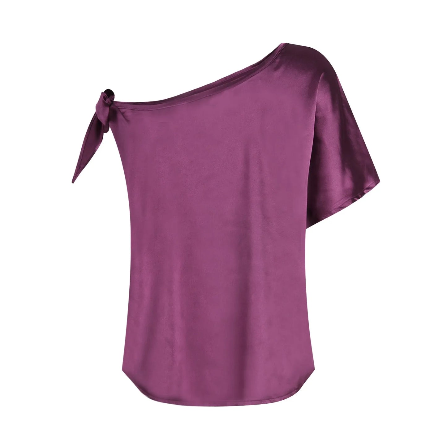 Womens Tops 2026 Pullover Fashionable And Sexy Women'S Solid Color Satin Pullover One-Shoulder Sleeveless Top топ летний
