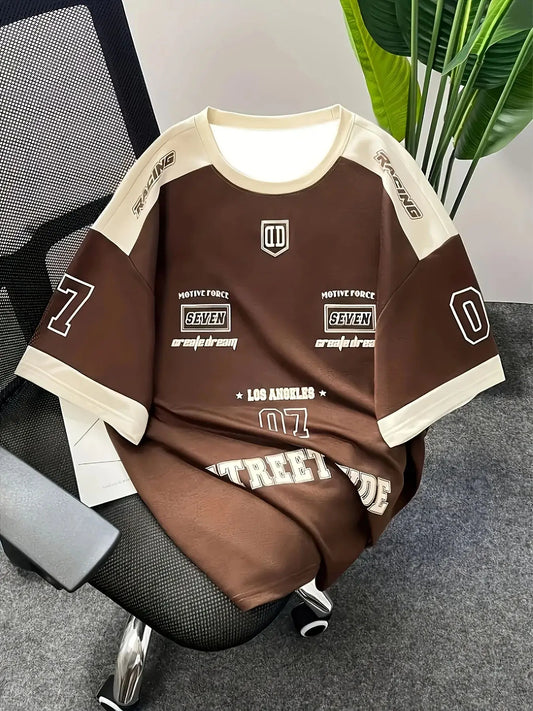 The 2026 summer new men's T-shirt 3D digital printed short-sleeved T-shirt, men's sportswear, Brooklyn racing football T-shirt,