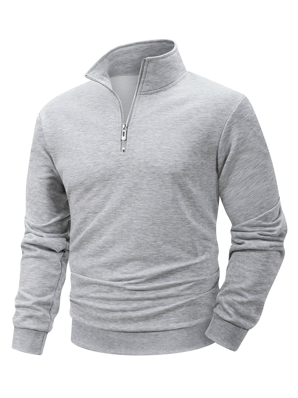 Autumn Men's Quarter Zip Up Sweatshirts Slim Fit Lightweight Outdoor Mock Neck Pullover Sweaters Half Turtleneck Knit Streetwear