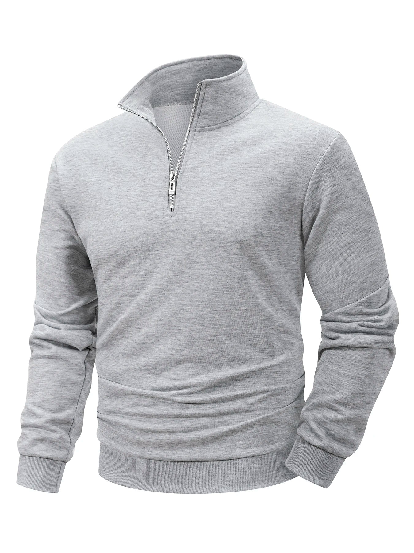 Autumn Men's Quarter Zip Up Sweatshirts Slim Fit Lightweight Outdoor Mock Neck Pullover Sweaters Half Turtleneck Knit Streetwear