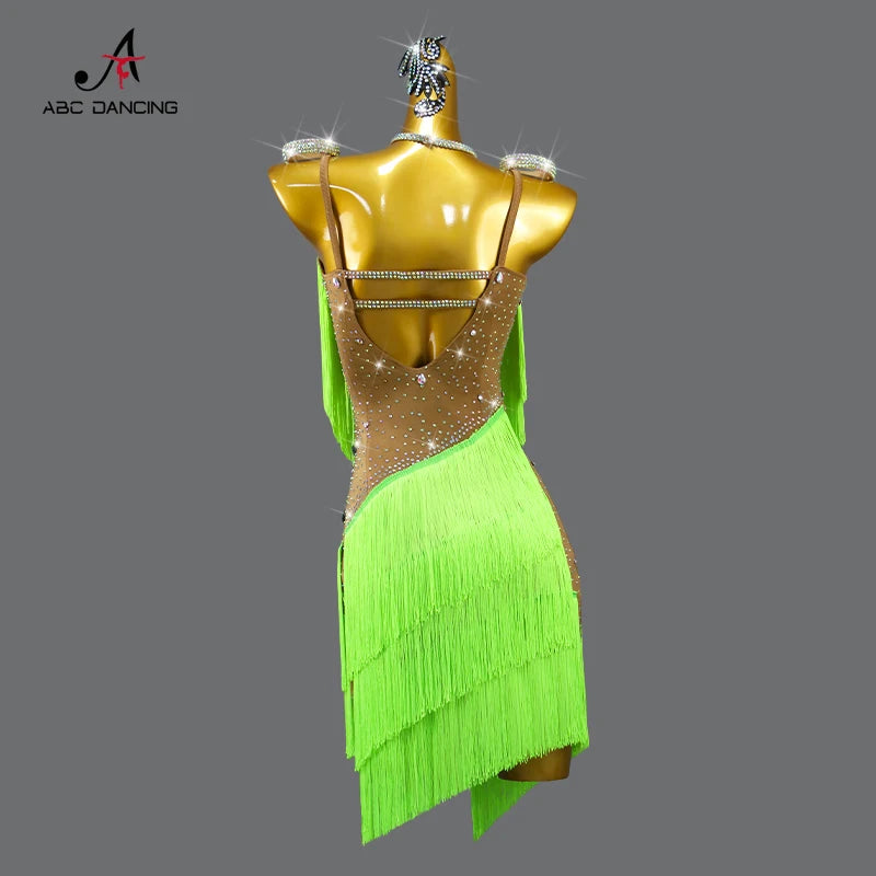 2025 New Latin Dance Dress Adult Womens Sexy Short Skirt Tassel Clothes Ballroom Practice Wear Line Suit Prom Costume Customized