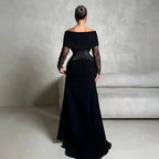 Customized Mermaid Evening Dress Gorgeous Satin Prom Dresses Lace Applique Formal Occasion Shining V Neck Party Gown Robe Soiree