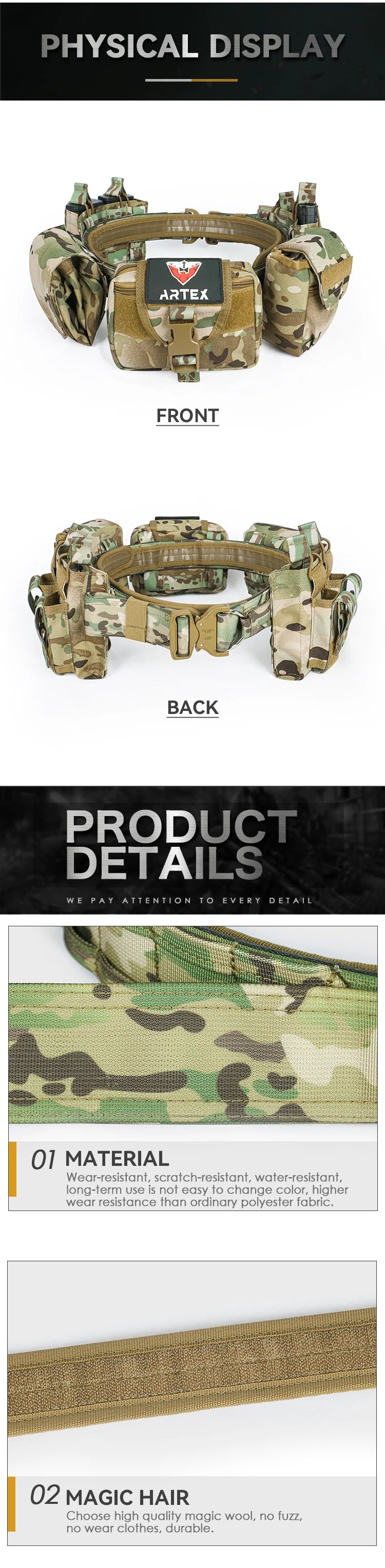 Tactical Waist Bag Hunting Tactical Battle Belt Sets Duty Belts Law Enforcement Airsoft Utility Belt with Accessories Pouches