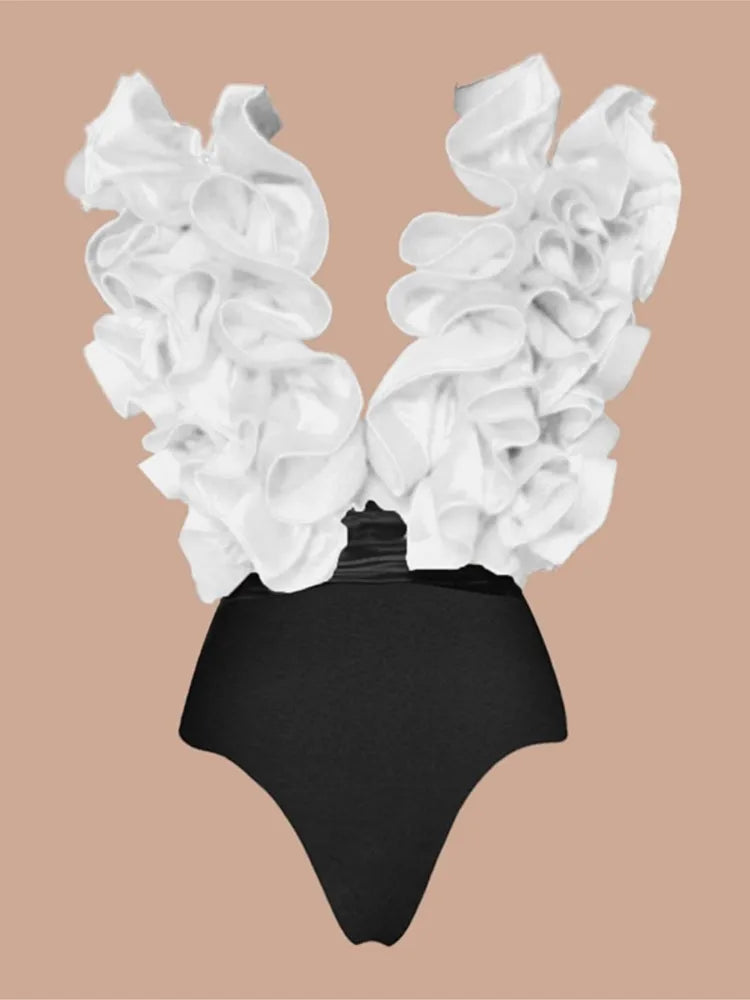 Bikini Bodysuit Swimwear Women With Skirt Bathing Suit Summer New Ruffle Splice Print Beachwear Holiday Bikini Cover Ups Outfits Secondary image
