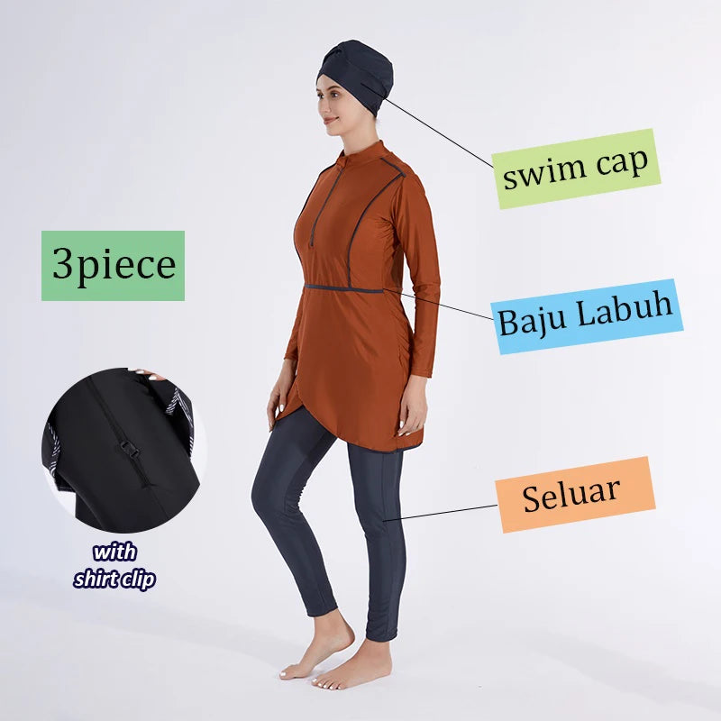 Muslim Modest Swimwear Hijab Swimsuit Women Swimming Suit Cover Ups Burkini Hijabs For Woman Islamic Long Sleeve Bathing Swim Secondary image