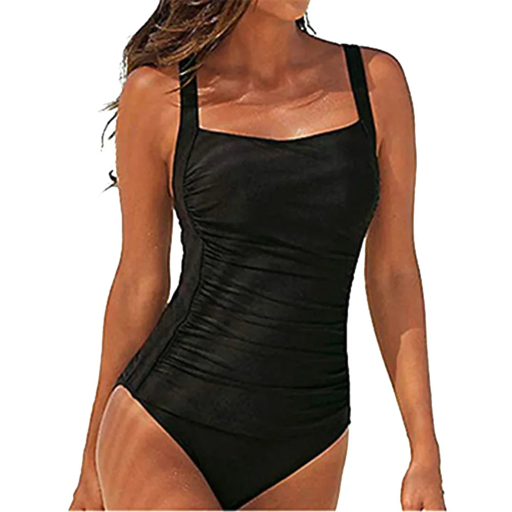 Women's One-piece Swimsuit Sexy Solid Color Shoulder Strap Swimming Bathing Surfing Suit Beach Sports Wear Sexy Swimwear Main image