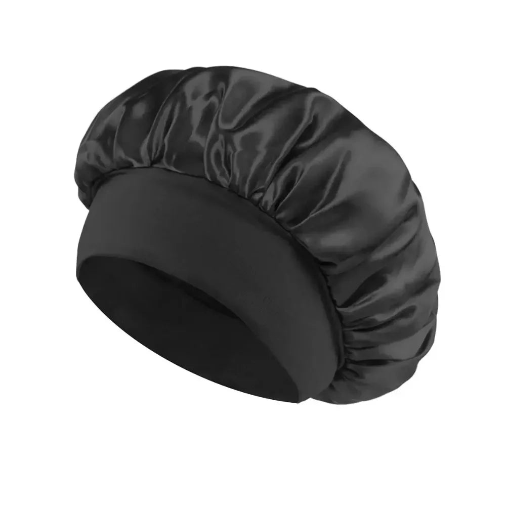 1pcs Soft Silk Satin Lined Bonnet Large Satin Hair Bonnet Household Sleep Shower Cap Hair Wrap Cover for Long Hair Salon Tool Main image