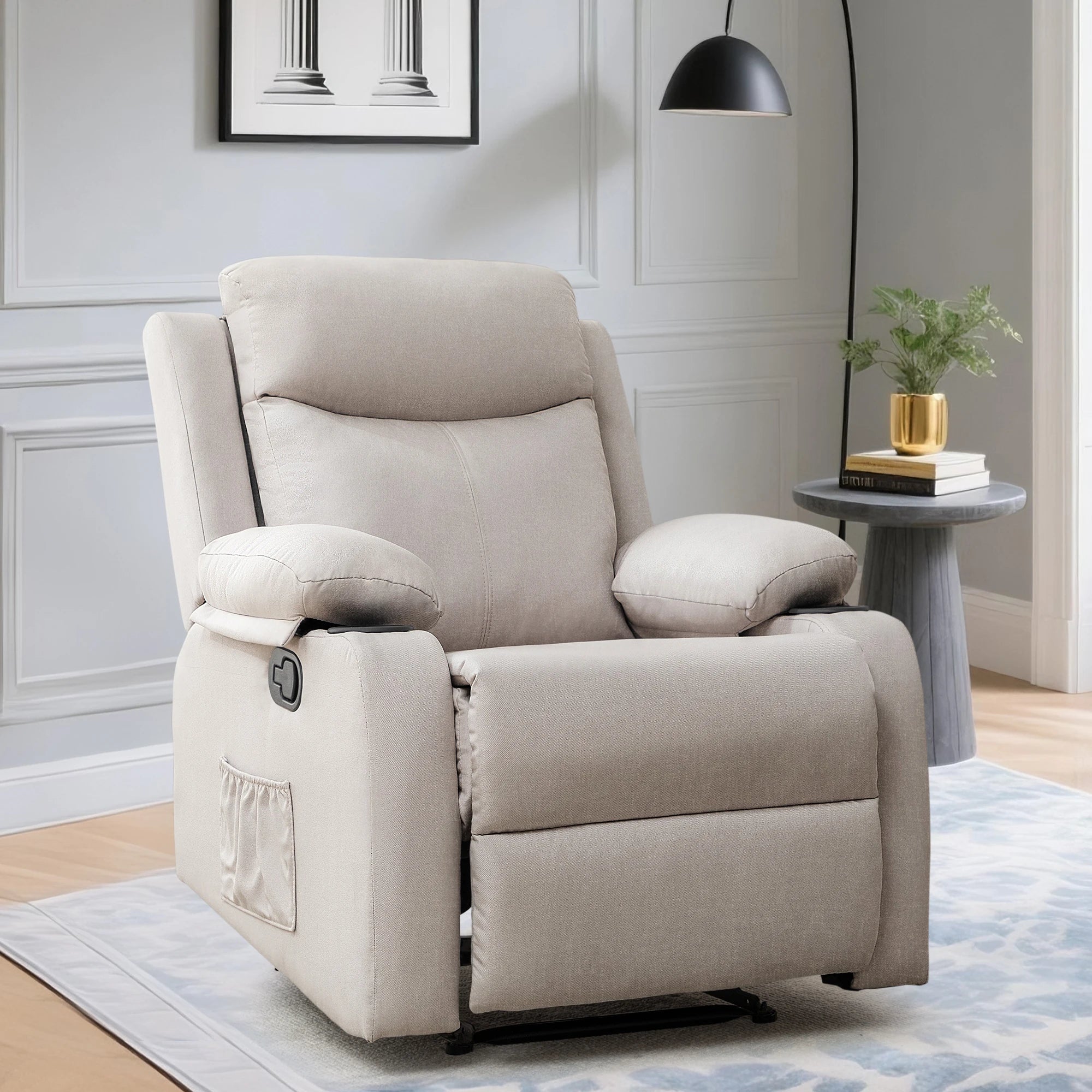 Korser Small Recliners for Small Spaces, Reclining Manual Chair with Cup Holders and Side Pockets  for Living Room, Bedroom Main image