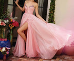 Customized Evening Dress Sexy Deep V Neck Sleeveless Crystal Beading Pleat Split A Line Sweep Train Prom Gown Party Dresses