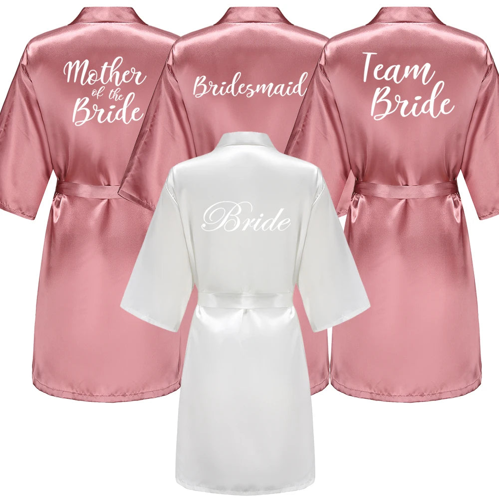 Wedding Bride Bridesmaid Robe Dressing Gown Sexy Women Bathrobe Nightgown Short Sleepwear Casual Flower Kimono Geisha M L XL Main image