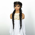 1B/30 Dark Brown Synthetic Lace Frontal Dutch Box Braided Wigs for Black Women Fishtail Braids Wigs with Baby Hair Cornrow Wigs