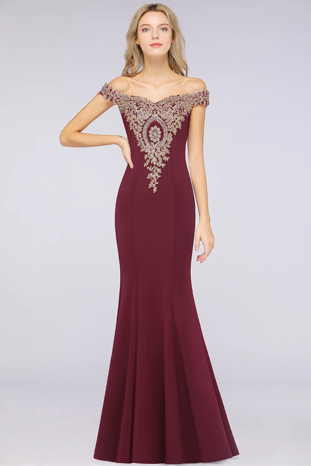 Women Evening Dresses Evening Prom Formal Gowns Wedding Party Long Dress Lace Applique Off Shoulder Dresses Gala