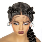 Twist Braided Wigs Synthetic Lace Front Handmade Knotelss Braided Lace Wigs Natural Braidis Wigs with Baby Hair for Black Women