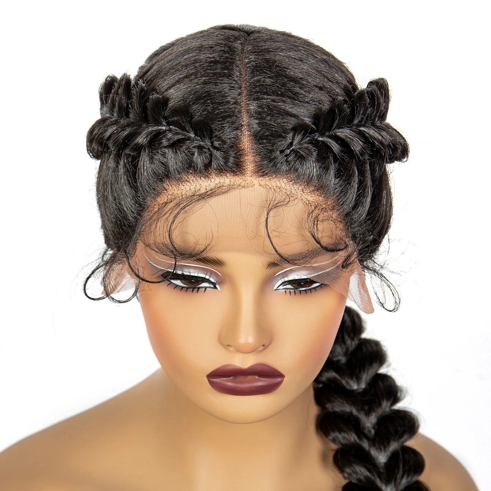 Twist Braided Wigs Synthetic Lace Front Handmade Knotelss Braided Lace Wigs Natural Braidis Wigs with Baby Hair for Black Women
