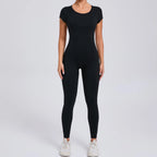2026 Yoga Jumpsuit Fitness Sports Overalls Gym Clothing Set Wear Pilates Workout Clothes Women Short Sleeves Outfit Activewear