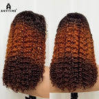 Double Drawn 250% Density Ombre 18 Inches Water Wave Curly Human Hair Wigs 13x4 Transparent Lace Frontal Hair Wig for Women