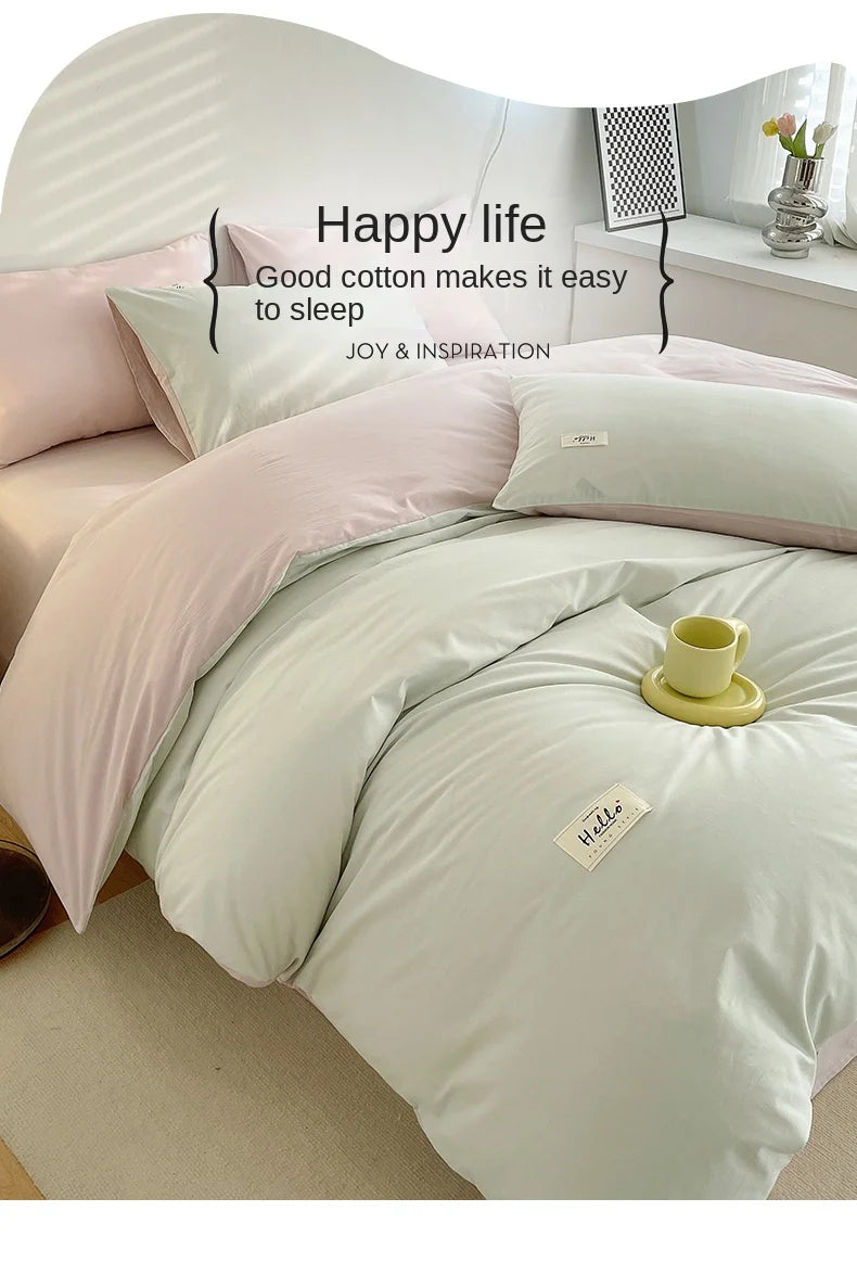 INS style high luxury solid color double-sided style single couple quilt cover soft luxury hotel & apartment & home bedding