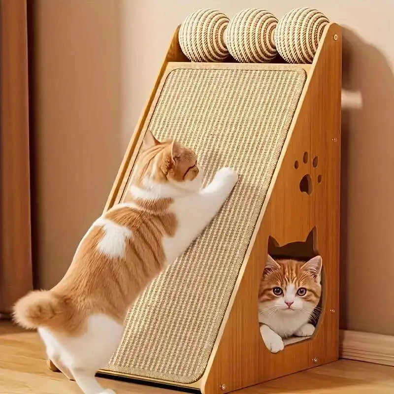 1pc Durable Hemp Rope Cat and Rabbit Scratching Board - No Mess Sofa Safety Design,Magic Invisible Adhesive,Multi-layer Exercise Main image