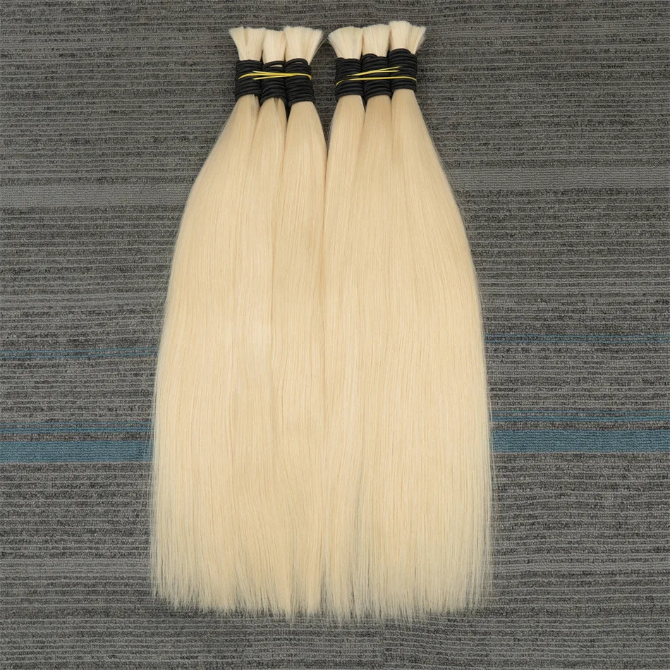 Ombre Straight Bulk Braiding Hair 100% Brazilian Virgin Remy Human Hair Extensions 613 Blonde Color Natural Hair Piece