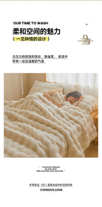 Ultra Soft Luxury Flffy Faux Rabbit Fur Blanket, Thick Winter Warm Throw Blankets, Plush Cozy Bubble Fleece Blankets Home Decor
