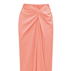 Fashion Solid Beach Dress Women's Casual Elastic High Waist Slit Long Skirt Summer 2025 New Beachwear Spice Girl Bikini Cover Up