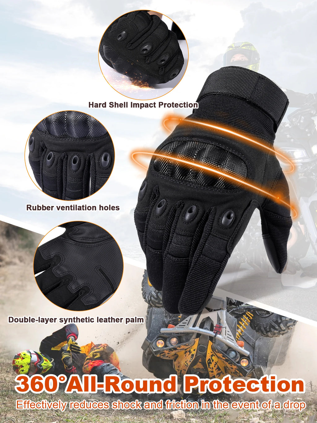 Full Finger Hiking Gloves Touch Screen Anti Slip Outdoor Gloves Breathable Grip Gloves for Hunting Cycling Fishing Camping Sport