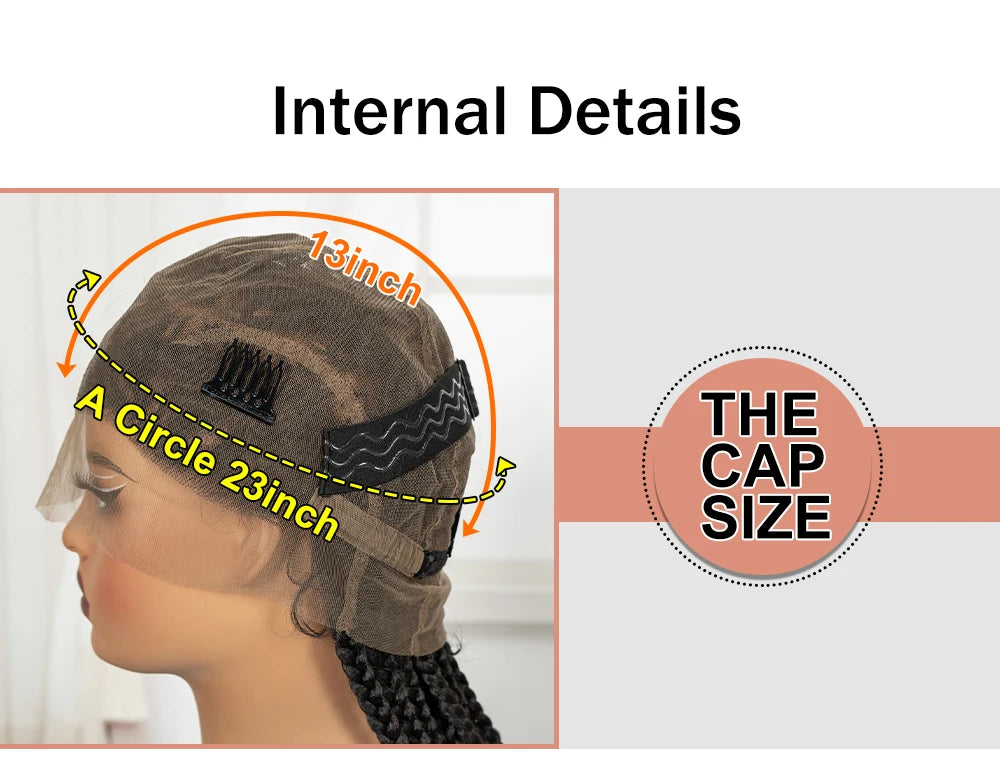 36in Full Lace Cornrow Braided Wigs Synthetic Natural Braiding Hair Wigs Box Braided Lace Wigs with Baby Hair for Black Women