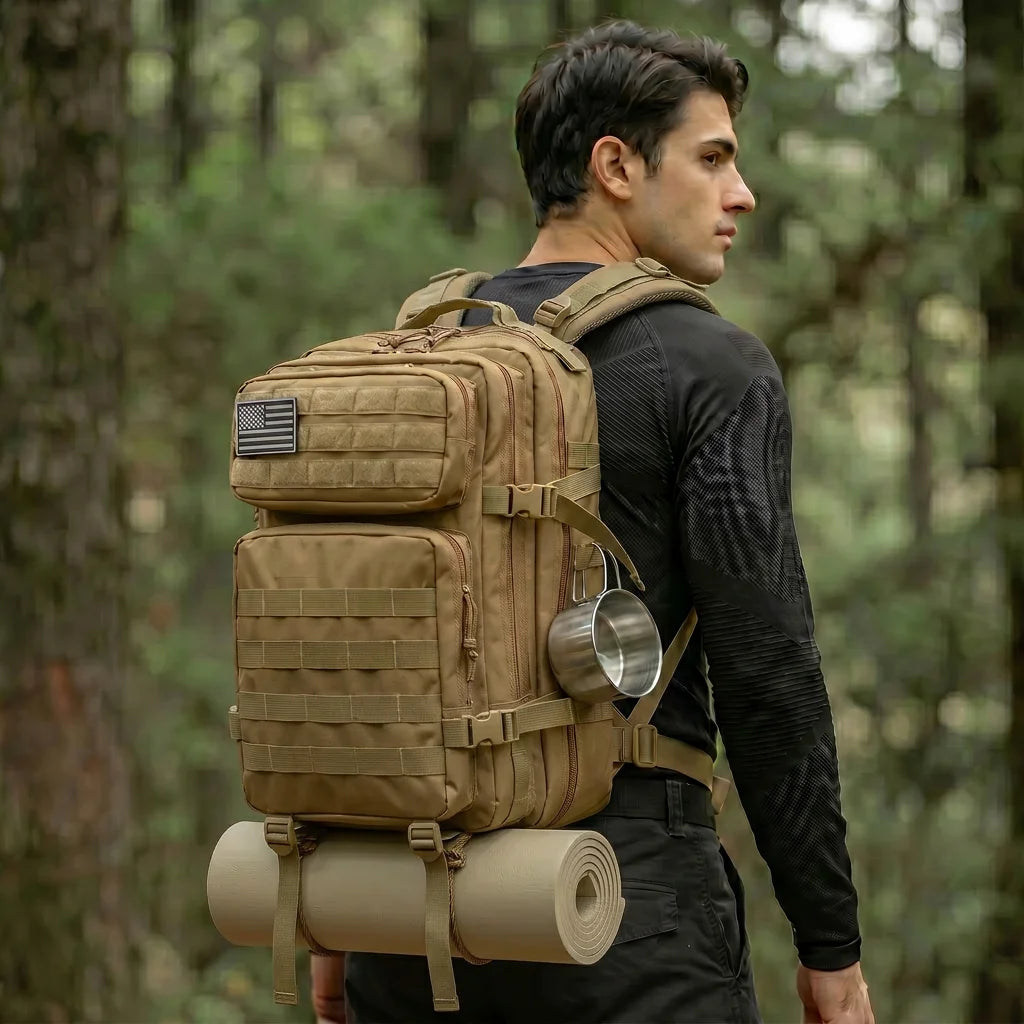 45L Tactical Hunting Backpack Molle Storage Bag Large Capacity Multi Pocket Wear Resistant Outdoor Hunting Gear Rucksack Durable Wild Shooting Daypack For Men Women Hunters Bushcraft Wilderness Trekking Camping Luggage Bag