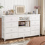 Modern 10-Drawer Dresser with Mirror & RGB LED Lights, 55" Wide Fabric Chest with USB Charging for Bedroom Vanity, Hallway