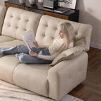 Oversized PU Leather Sectional Sofa Adjustable Backrest 31.5" Seat Depth Semi-Reclining Sleeper Chaise 91" 2 Seat, Customized