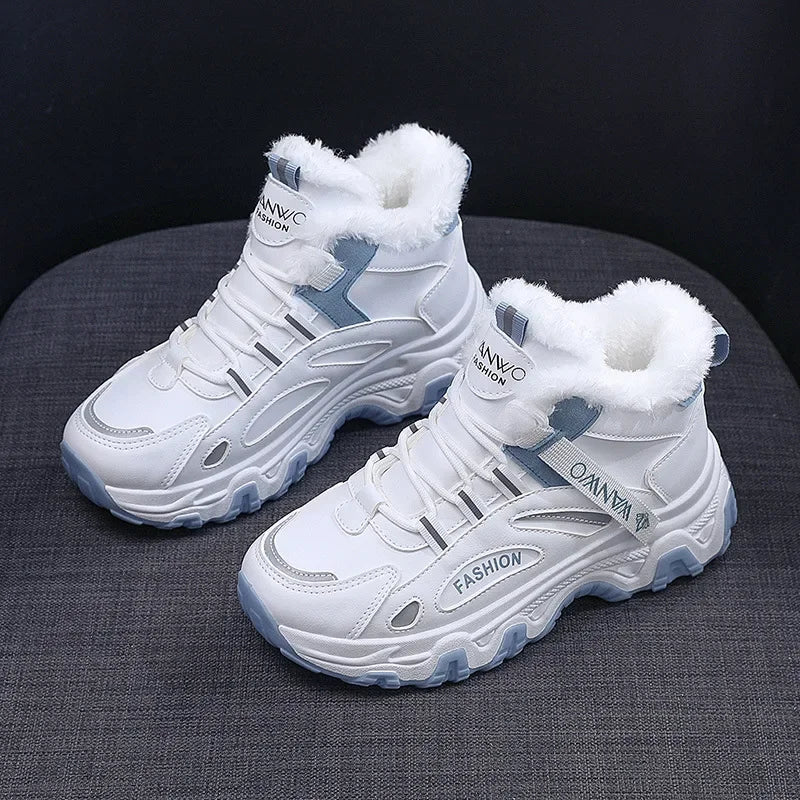 Women's Casual Sneakers Non Slip Comfortable Sports Shoes Women Winter Outdoor Vulcanized Shoes Woman Fleece Walking Trainers