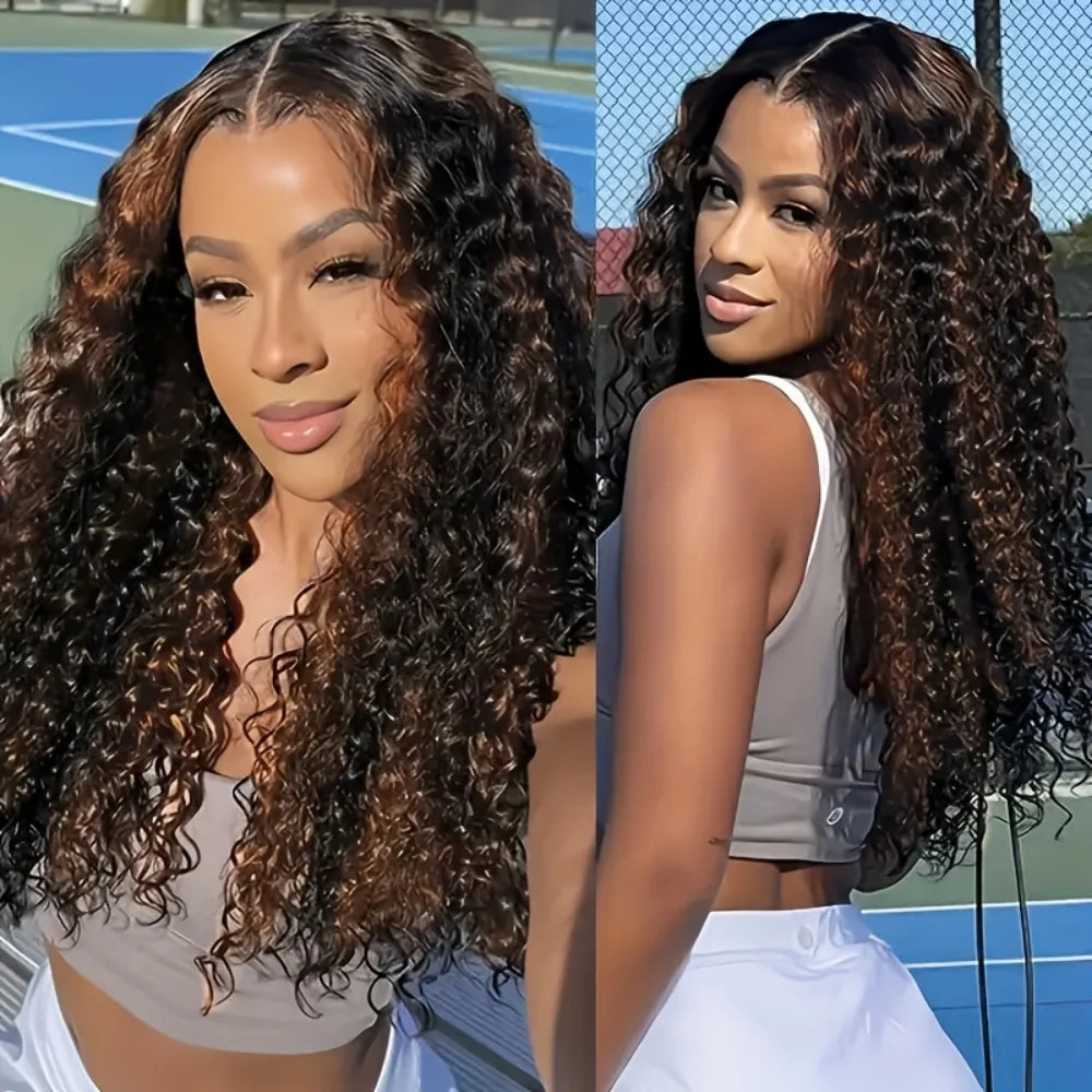 250% Density 427 Highlight Deep Wave Lace Front Wig Human Hair 13x6 13x4 HD Lace Frontal Wig Colored Ombre 100% Brazilian Wigs
