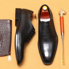 Italian Men's Formal Shoes Luxury Genuine Leather Handmade Quality Comfortable Elegant Black Wedding Social Oxfords Shoes Man