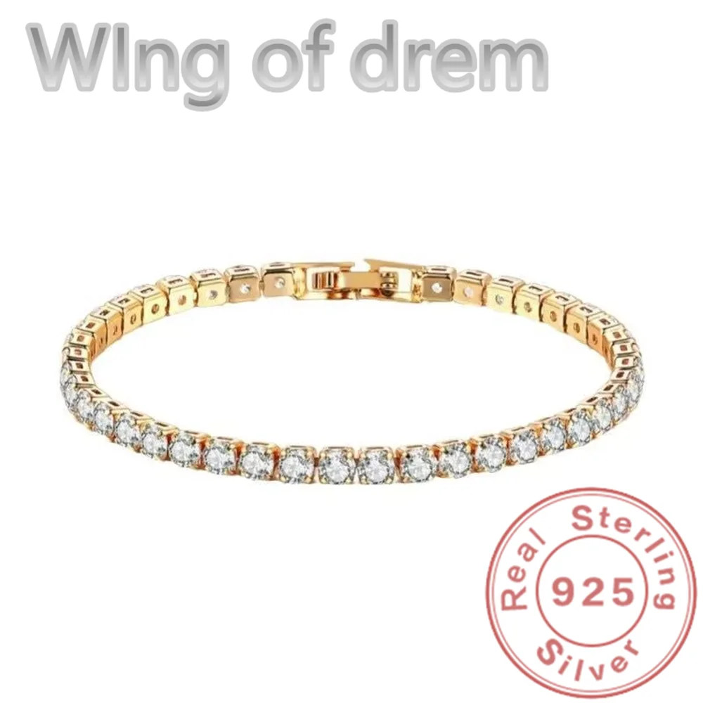 Dazzling 925 Sterling Silver Tennis Bracelet Rose Gold Shining Cubic Zirconia Bracelet Wedding Jewelry Gift Main image