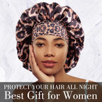 Luxurious Women's Satin Sleep Bonnet All-Over Leopard Print Nightcap for Hair Care And Fashion Style