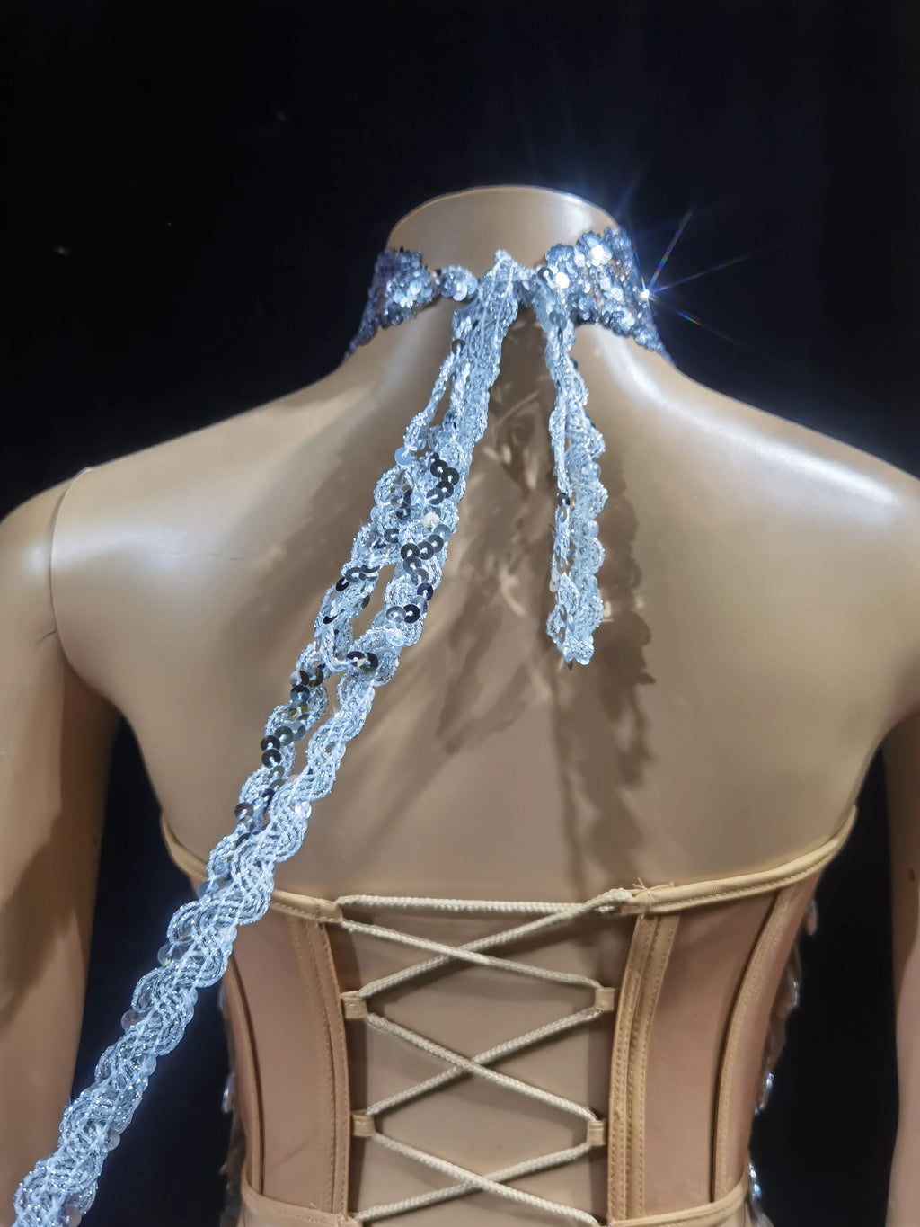 Luxurious Blue Diamond Sparkling Tassel Jazz Dance Performance Clothing Basketball Baby Performance Clothing Cheerleading Short